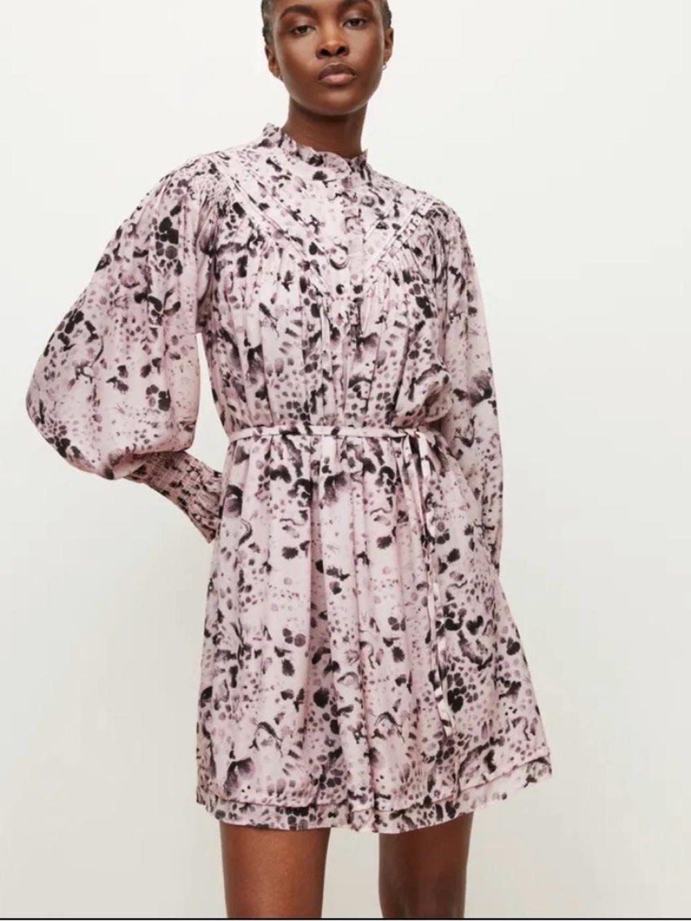 NWT All Saints Kelli Watku Mini Dress Pink Black Size 4